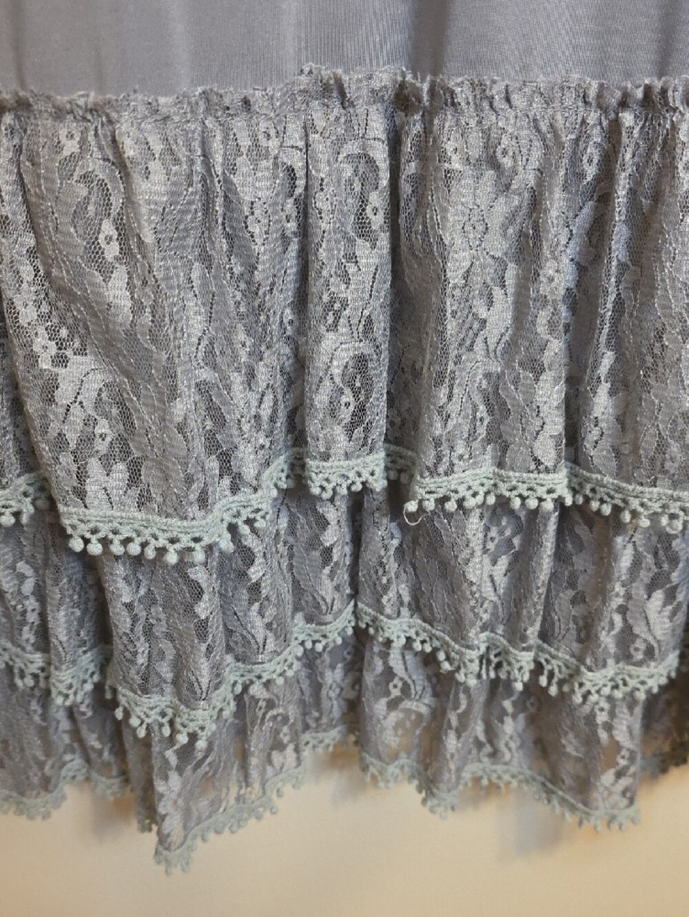 Women's Lace Ruffle Slip Dress - Light Gray - Picture 5 of 5